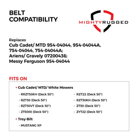 Aramid cord construction visible on MightyRugged belt for long-lasting wear.