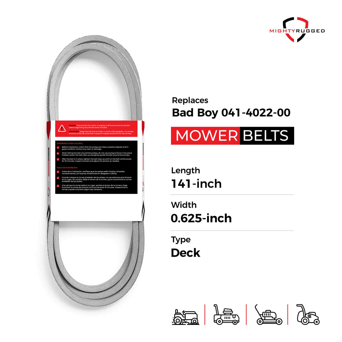 MightyRugged belt fits CZT 4200 and MZ decks for reliable compatibility.