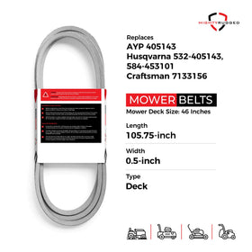 MightyRugged Husqvarna compatible belt for 46 inch deck, smooth operation.