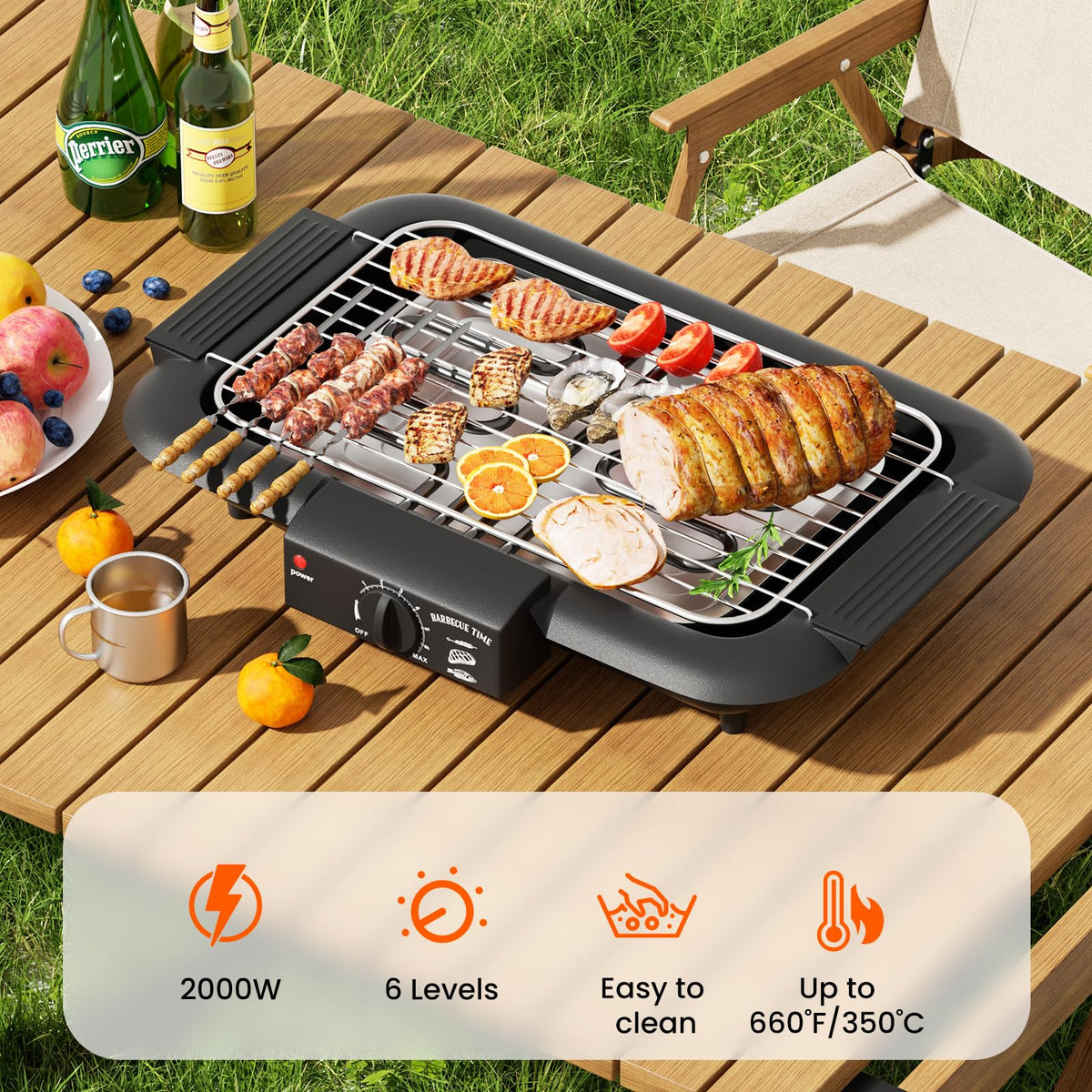 Mihoho grill with six temperature control knobs for precise cooking