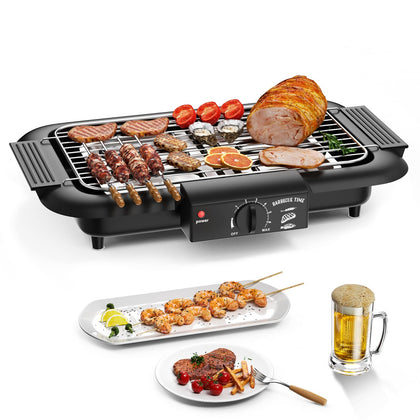 Mihoho electric grill top view showing smokeless design for indoor-outdoor use