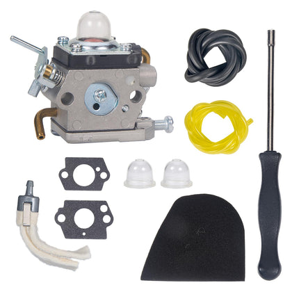 Mikatesi carburetor kit for Husqvarna 122C, front view, ready for secure installation