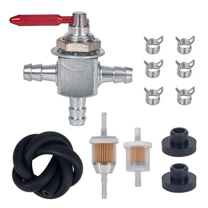 Mikatesi two-way fuel cut-off valve kit in-line view for reliable fuel control.