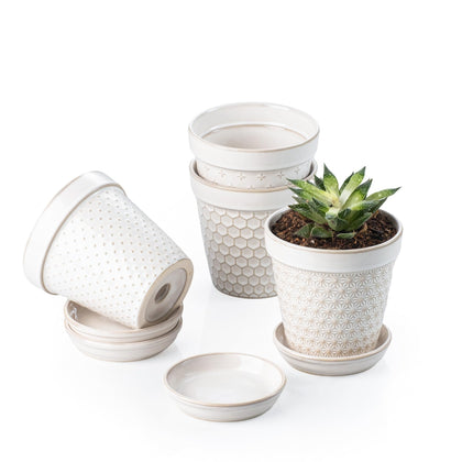 MIKIGEY ceramic succulent pot with embossed design for stylish indoor greenery