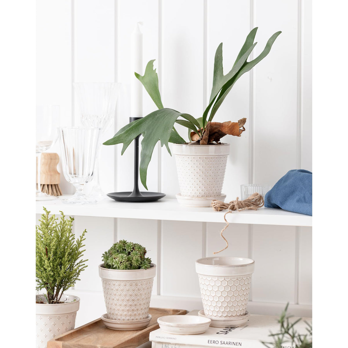 MIKIGEY embossed flower pot close-up shows elegant texture