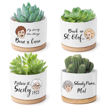 Mikopei Golden Girls mini planter featuring Dorothy quote for desks