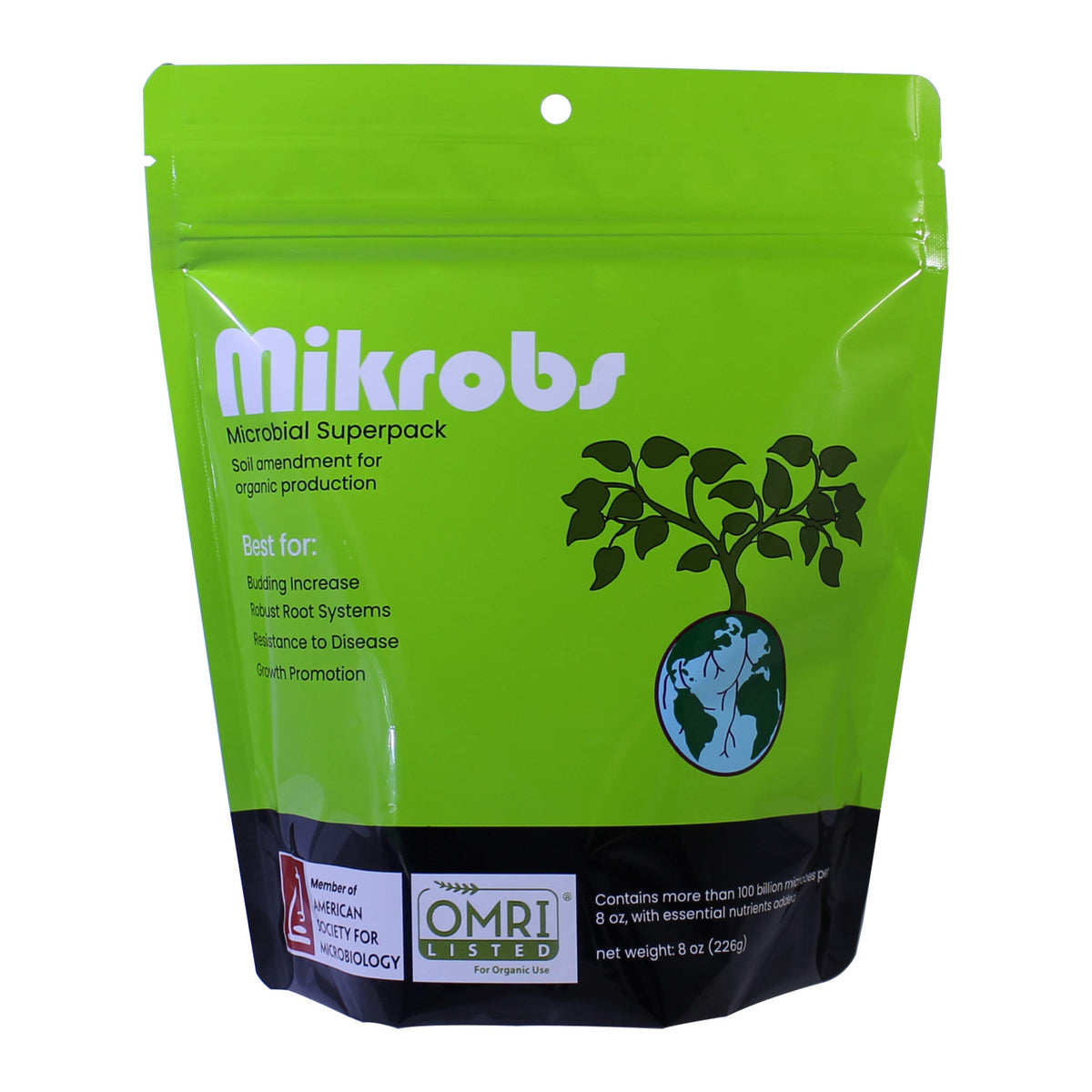 Mikrobs living soil bottle showing revived soil health for healthier plants