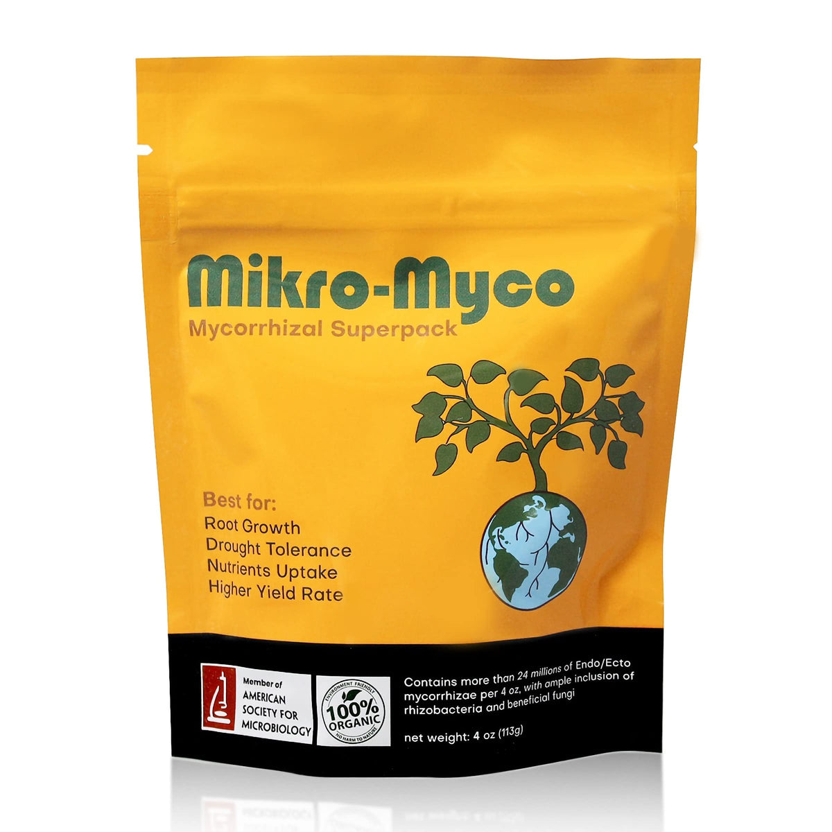 Mikro-Myco bottle and powder ready for garden application to enrich soil.