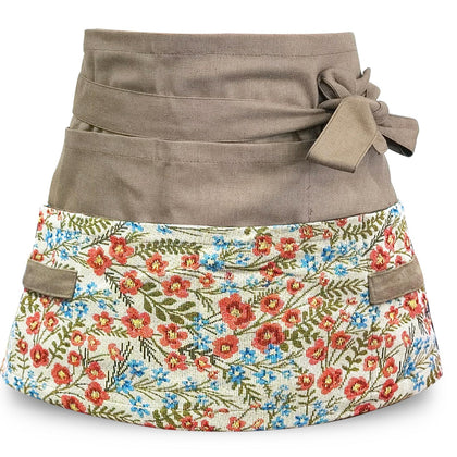 MILCIL Women's Floral Waist Apron front view in peach blossom print for gardening and cooking