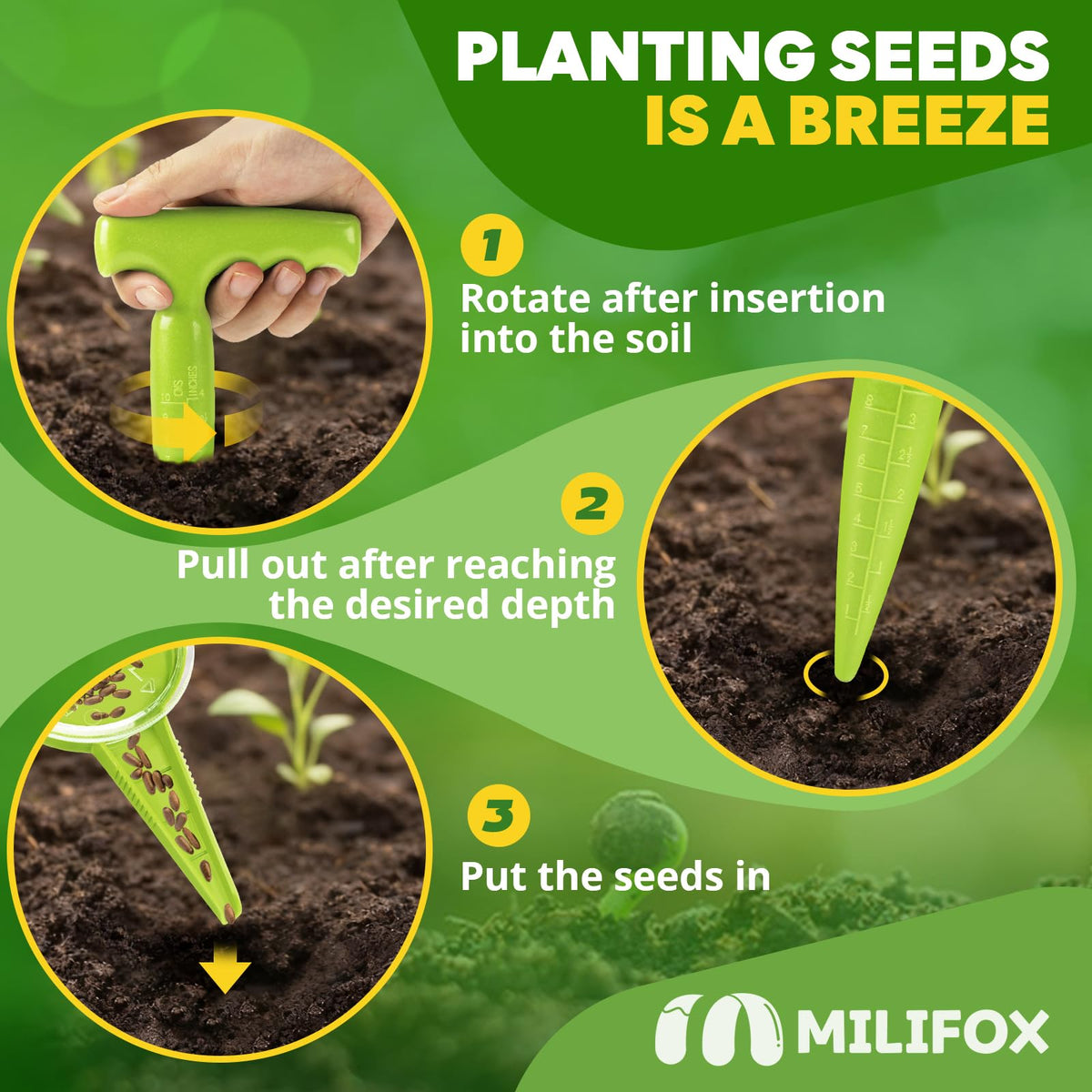 Milifox seed planter tool lightweight handheld for easy ongoing use
