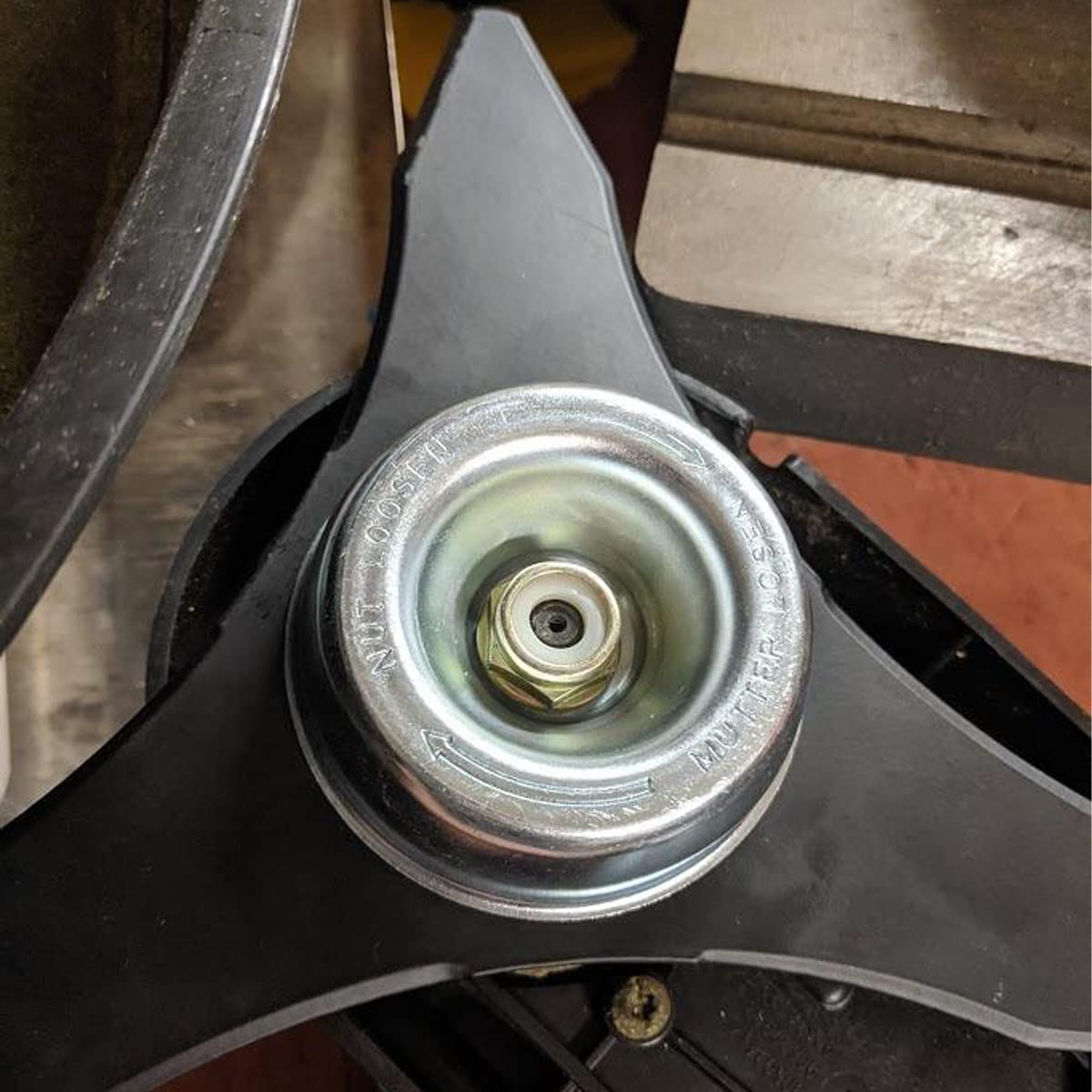 Milikaco gold-tone collar nuts ready for weed eater blade upgrades.