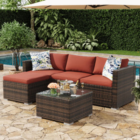 MilleLoom 5-piece outdoor sectional set for versatile patio lounging
