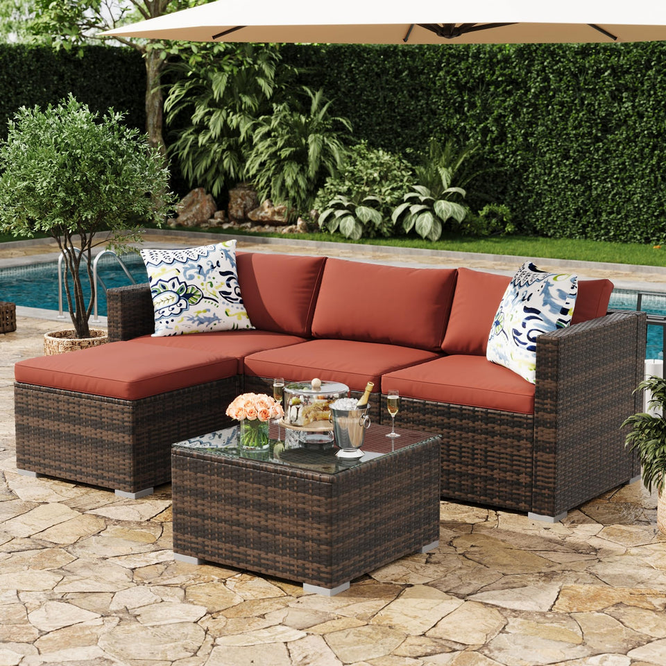 MilleLoom 5-piece outdoor sectional set for versatile patio lounging