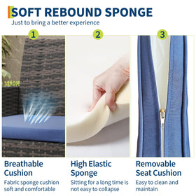 MilleLoom beige cushions offer soft comfort and machine-washable covers.