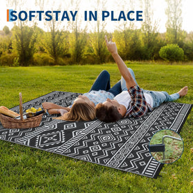 MilleLoom Boho rug tribal pattern detail adds visual depth to outdoor spaces.