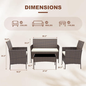 MilleLoom four-piece outdoor set double chair illustrates intimate conversation spot on balconies