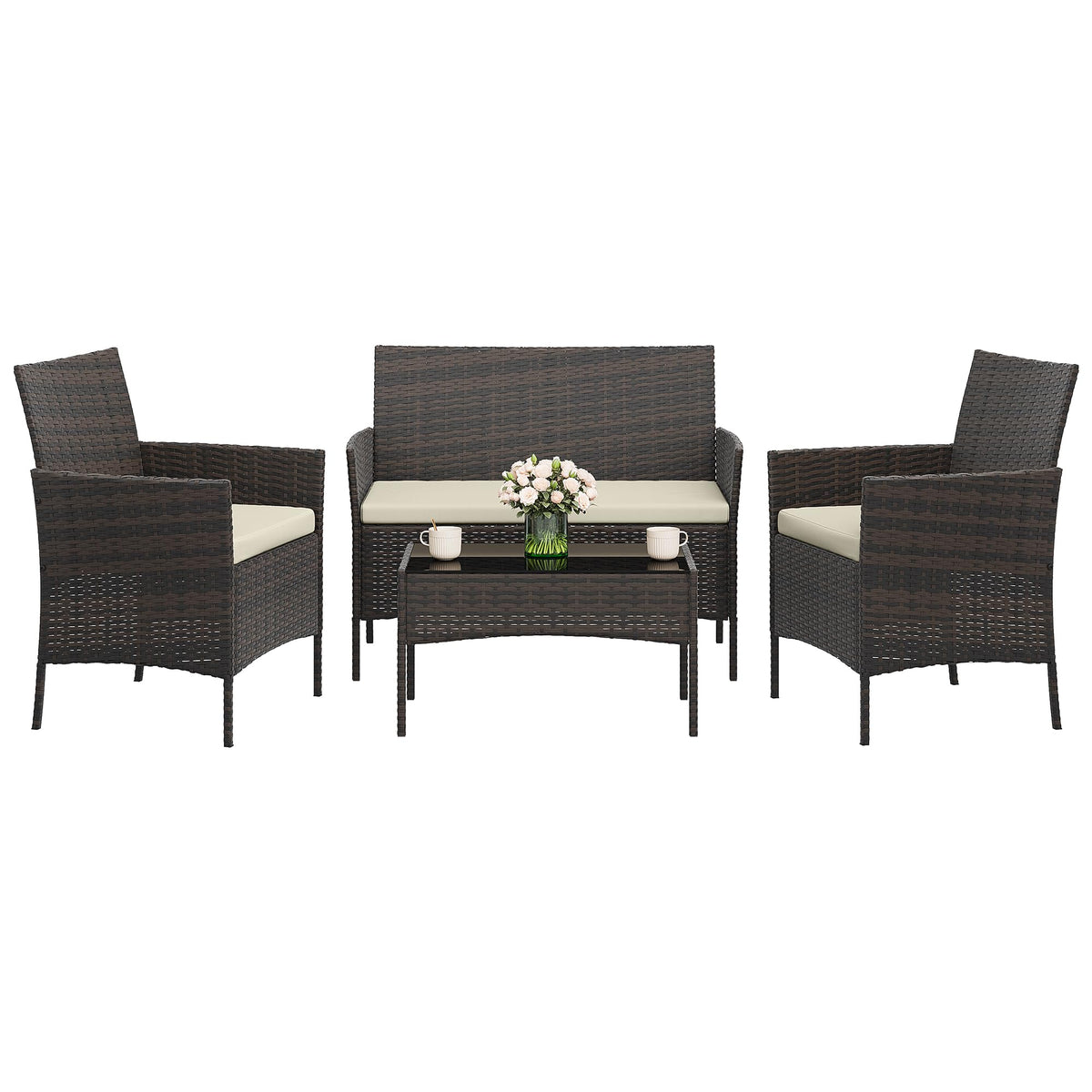 All-weather MilleLoom outdoor set suitable for backyard and patio layouts