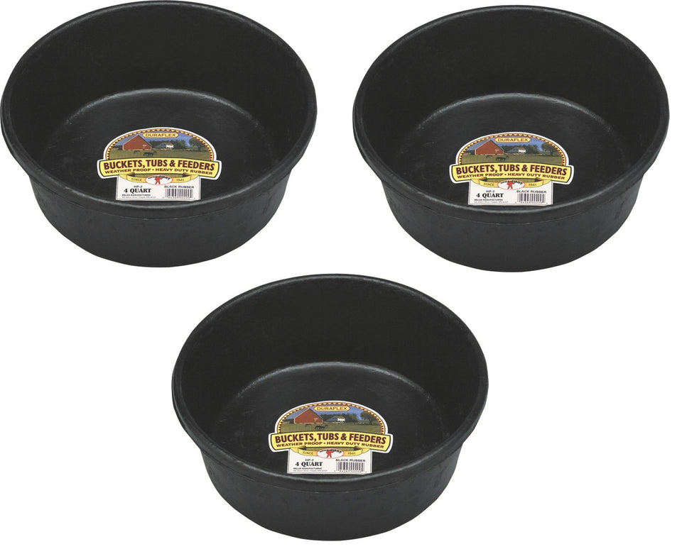 Miller HP-2 4-Quart Rubber Feed Pan for outdoor livestock feeding