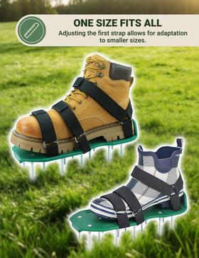Milluxxi lawn aerator shoes have a sturdy plastic base for lasting use