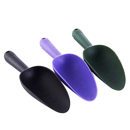 Mimeile 3-pack garden shovels in green, purple, black for versatile gardening tasks.