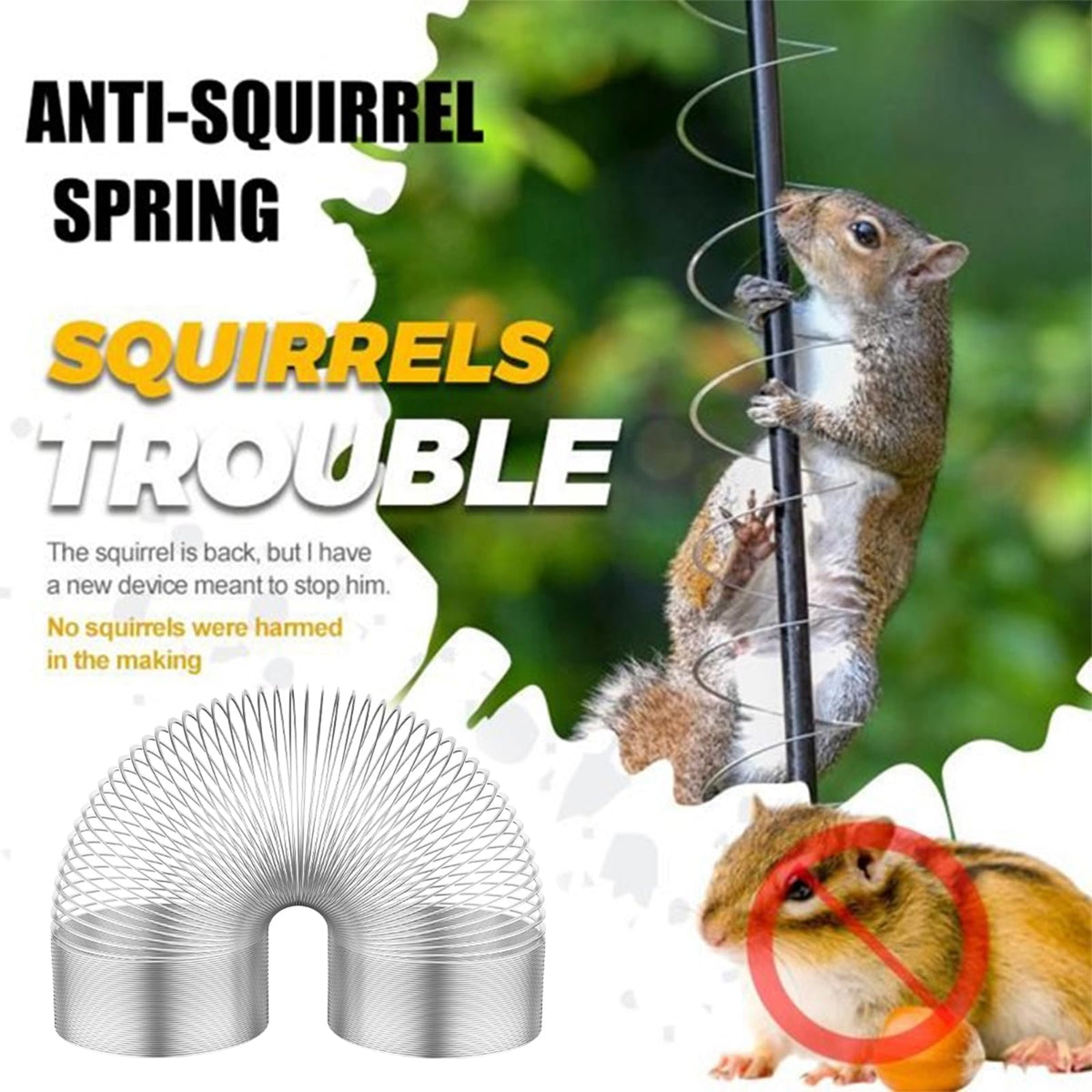 Mimoyalaso Squirrel-Proof Spring Device on a pole deterring climbers