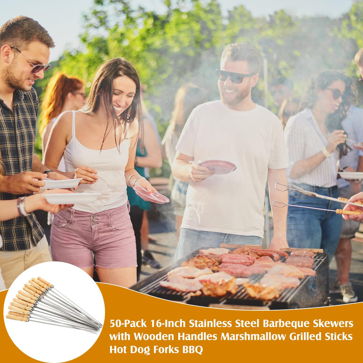 Minatee anti-scalding wood handle provides comfortable outdoor grilling