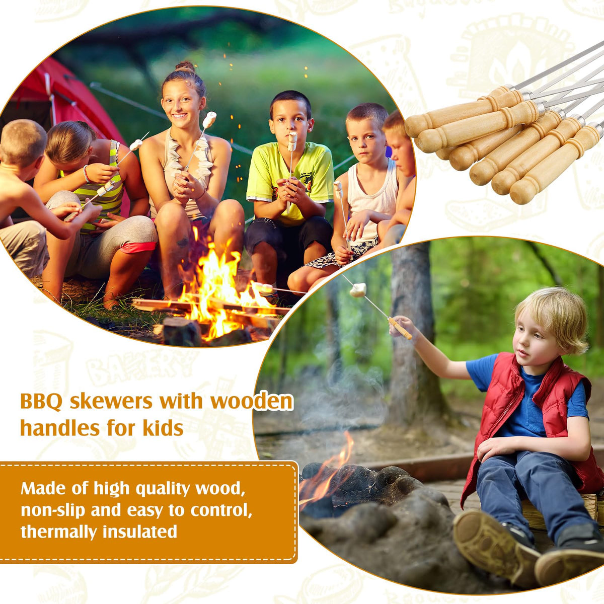 Minatee bulk pack of 50 skewers for large gatherings and camping