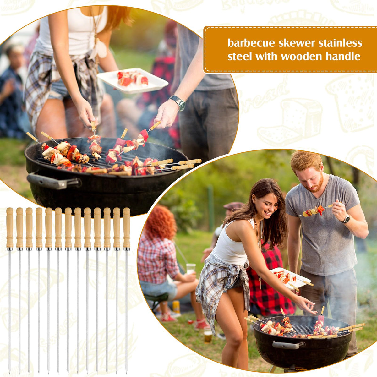 Minatee easy-clean skewers ideal for repeat use after grilling