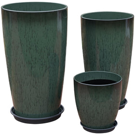 MinCHI257 24-inch tall planter with gradient green finish for dramatic indoor displays.