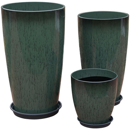 MinCHI257 24-inch tall planter with gradient green finish for dramatic indoor displays.