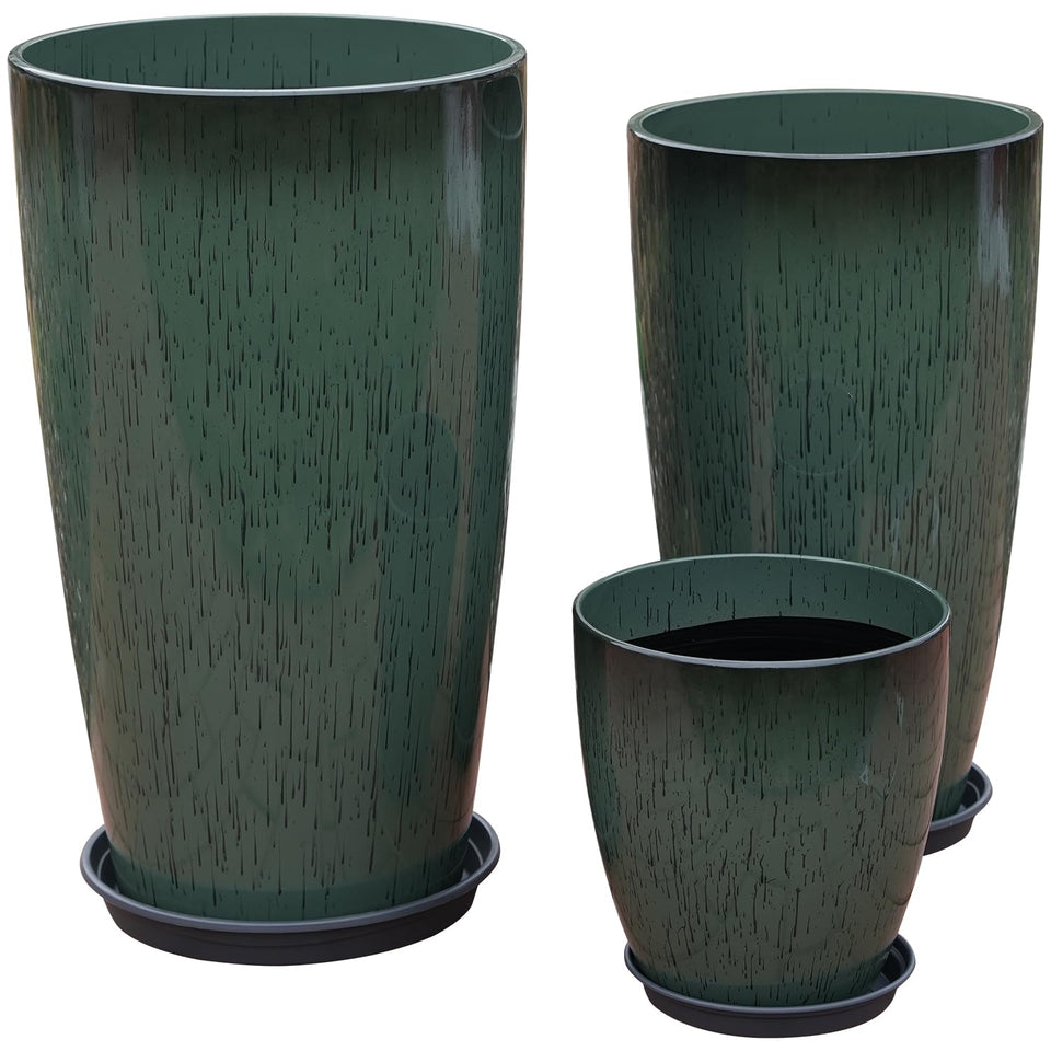 MinCHI257 24-inch tall planter with gradient green finish for dramatic indoor displays.