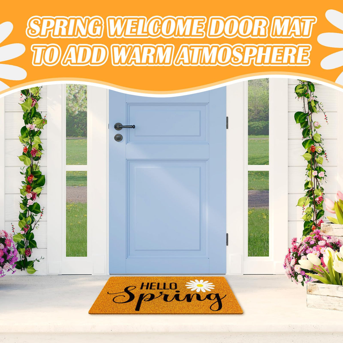 Mindsoft daisy pattern welcome mat brightens entryways and matches spring decor.