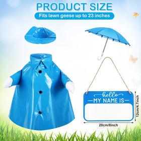 Mindsoft blue goose outfit enhances a 23-inch statue with rain-ready style