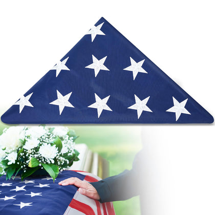 Mindsoft memorial flag 5x9.5 ft folded for gravesite display.