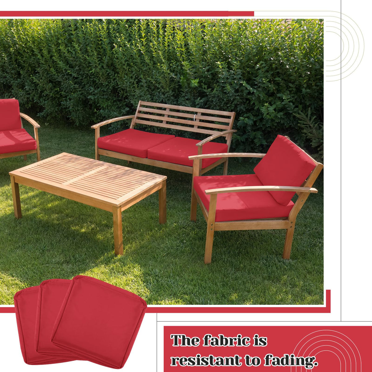 Mindsoft red cushion cover, easy-care and machine washable.