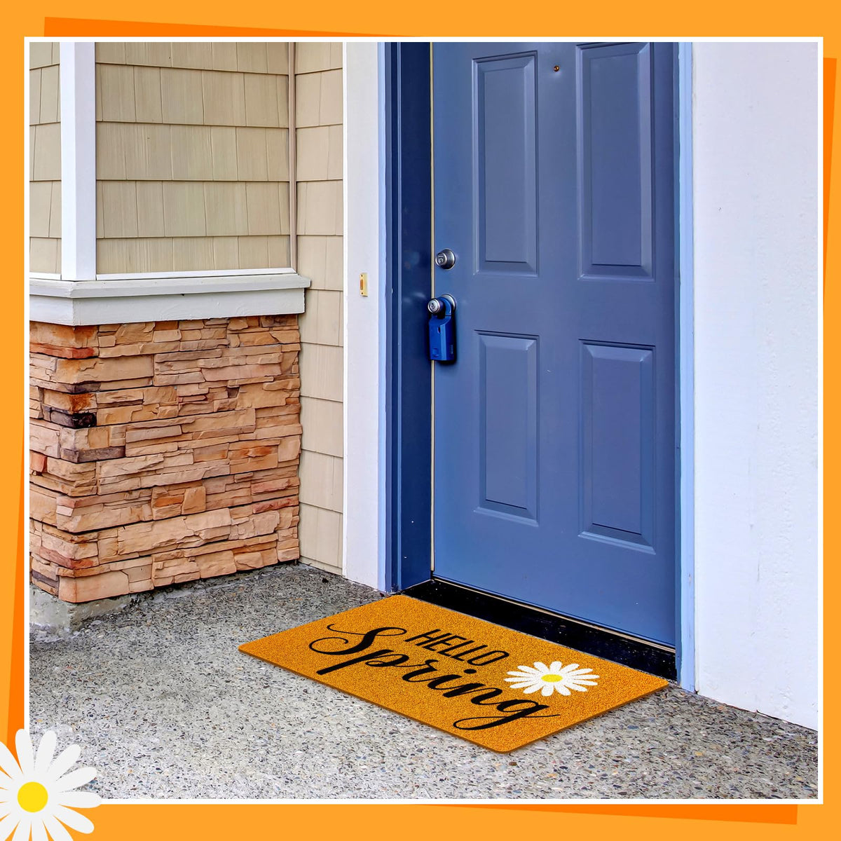 Mindsoft seasonal door mat adds inviting color to indoor decor.