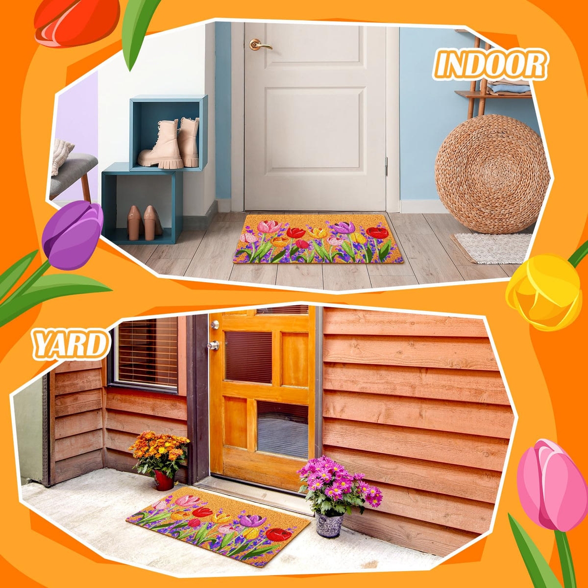 Mindsoft tulip and lavender mat brings a welcoming spring atmosphere indoors.