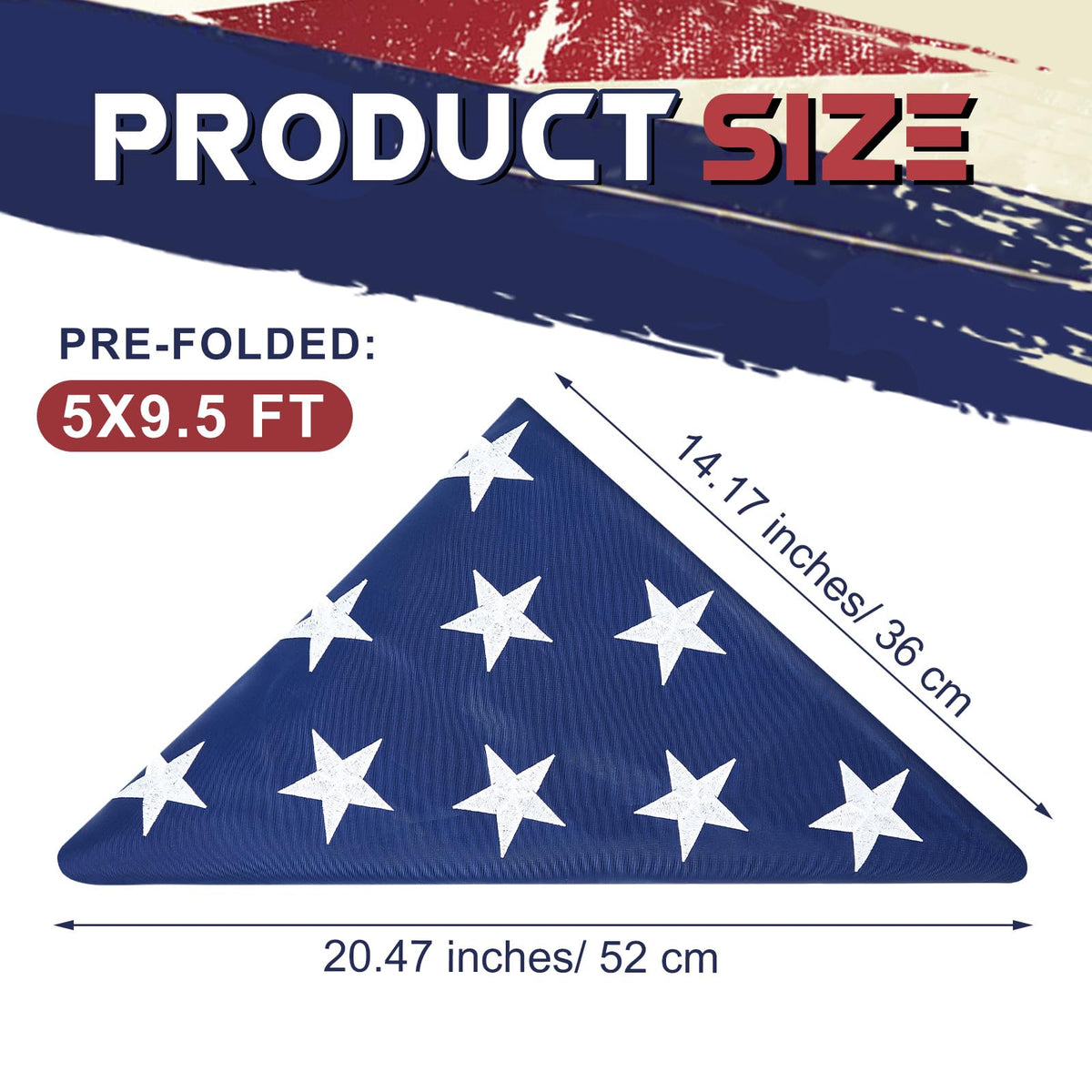 Mindsoft USA flag with embroidered stars for grave marker.