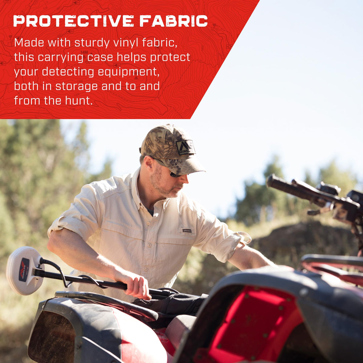 MINELAB reinforced canvas bag withstands rugged outdoor use in any field