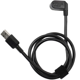 MINELAB Equinox magnetic charge cable connector close-up for secure field charging.