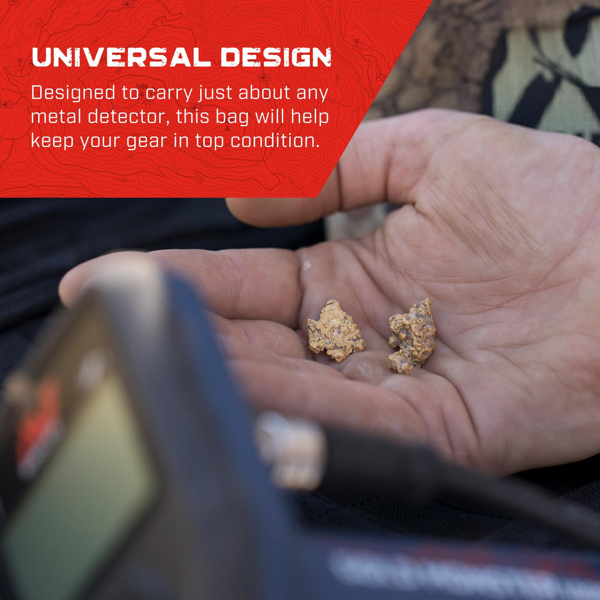 MINELAB metal-detector bag offers organized storage for accessories and batteries