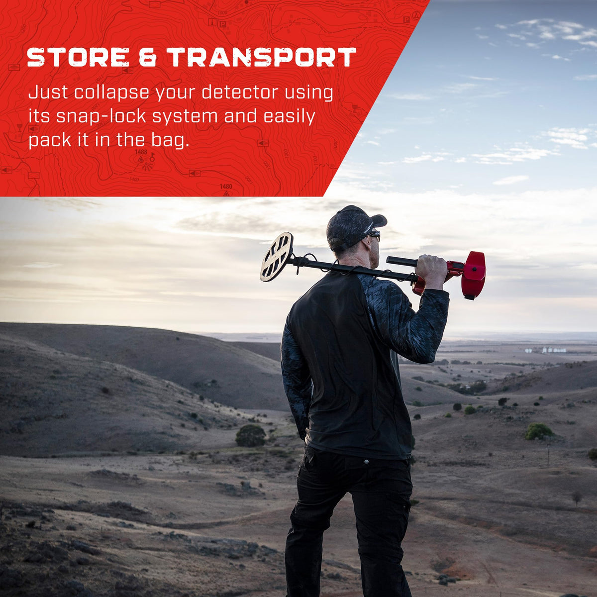 MINELAB Vanquish carry bag collapsed-detector storage for quick packing.