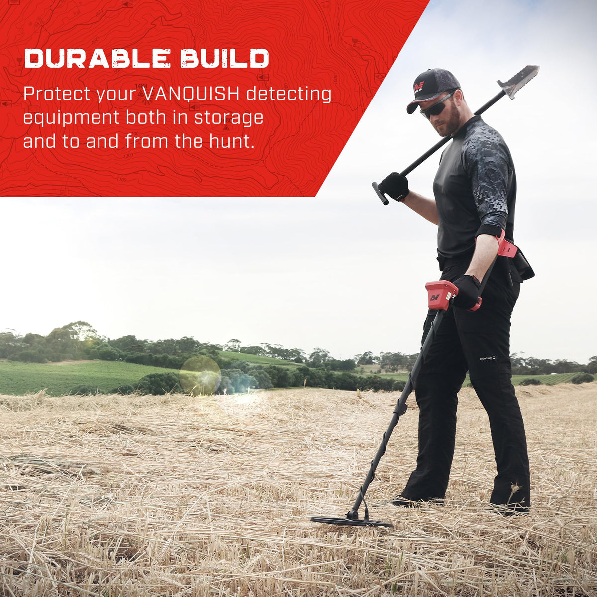 MINELAB Vanquish carry bag durable construction withstands tough hunts.