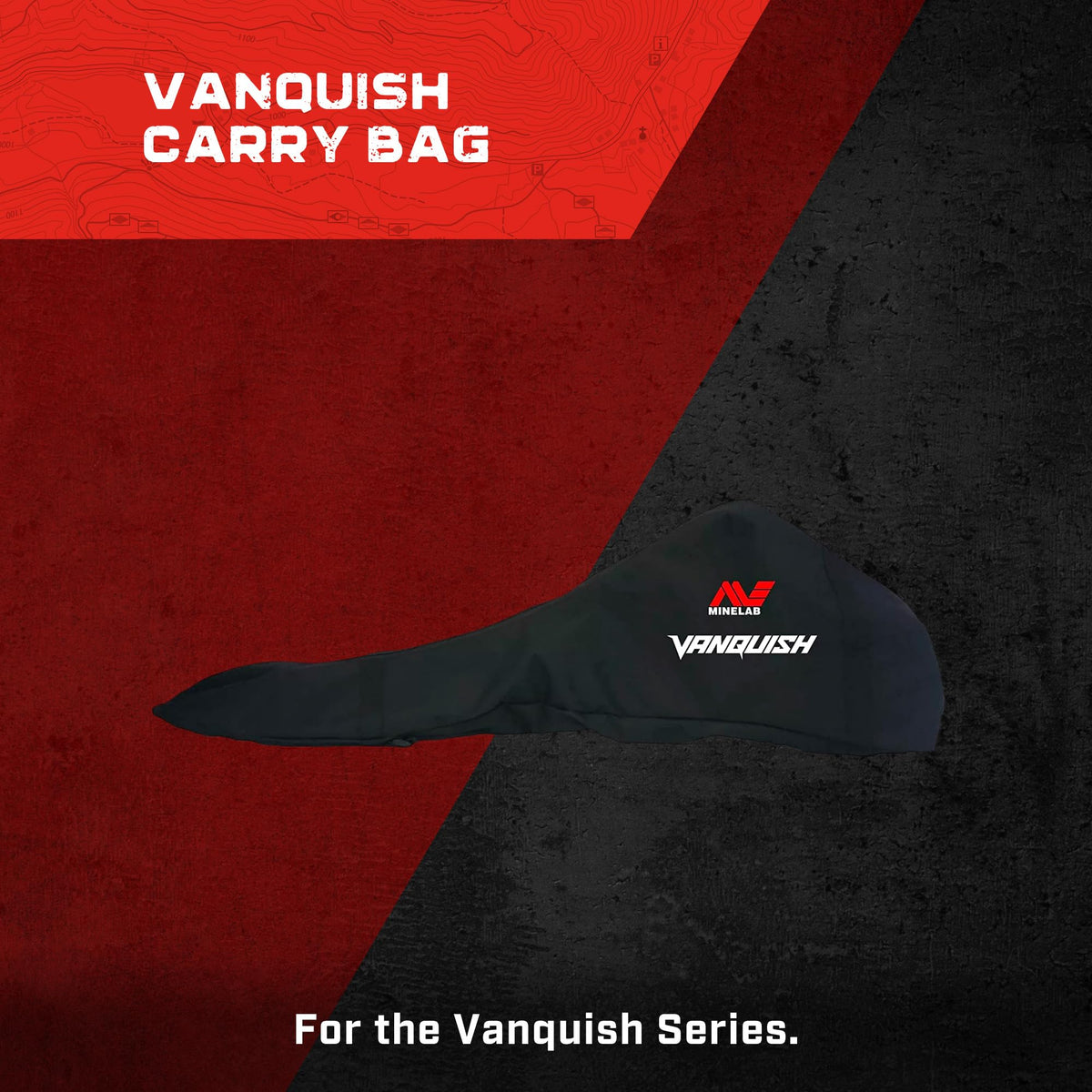 MINELAB Vanquish carry bag adjustable shoulder strap for comfortable carrying.