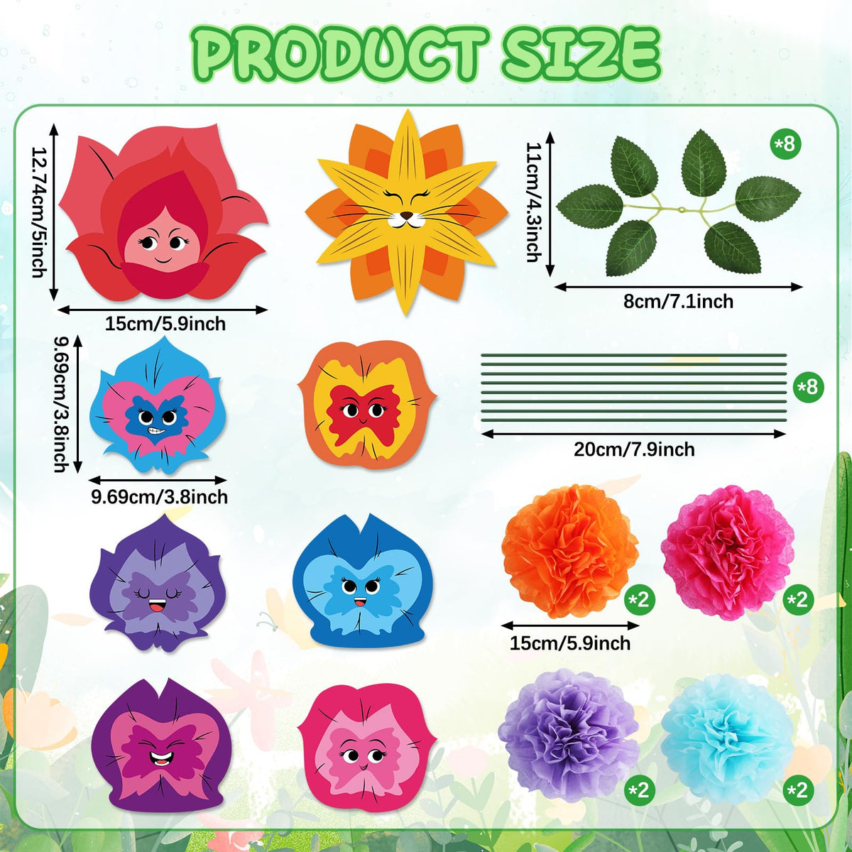 MinFyberd tissue paper flowers add vibrant color to vases and lawns.