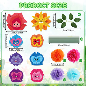 MinFyberd tissue paper flowers add vibrant color to vases and lawns.