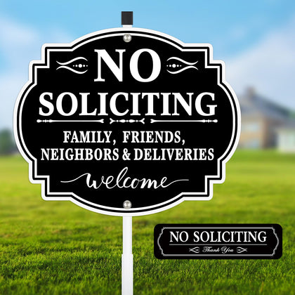 MINGHONG no soliciting sign with stake in yard improves privacy and curb appeal.