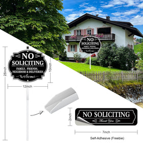 MINGHONG all aluminum no soliciting sign stands tall with a 28-inch stake.