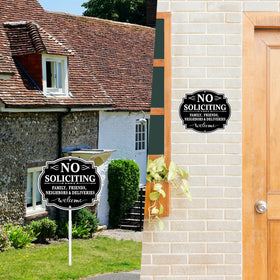 MINGHONG easy install no soliciting sign with two pre-punched holes and stake.