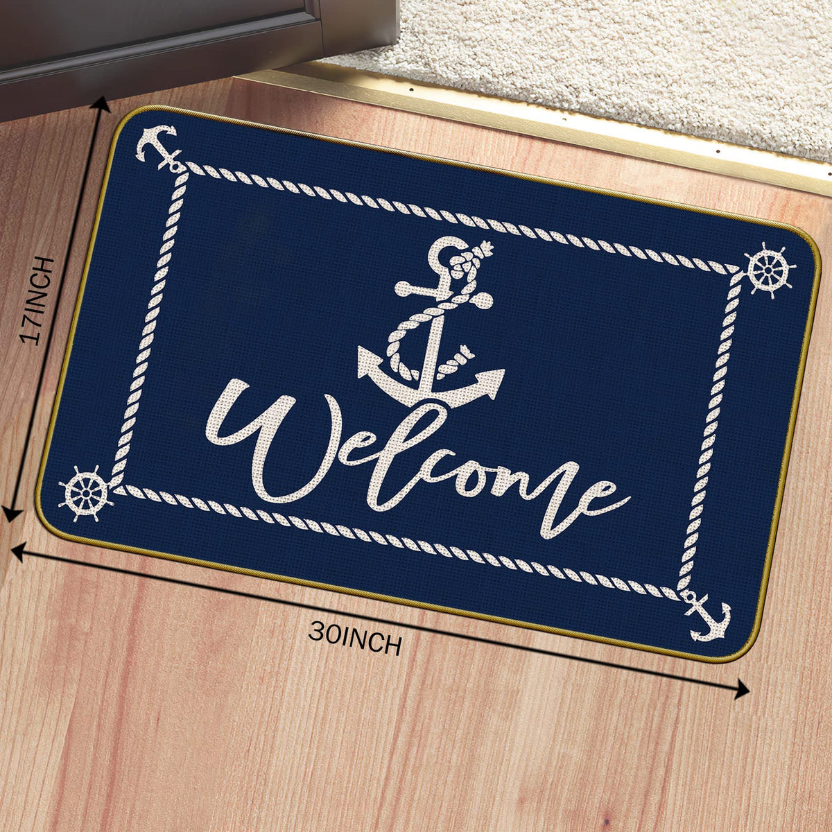 Mingnei nautical welcome doormat with ship design for a stylish entrance.